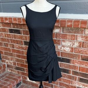 Nanette Lepore Black Ruched Mini Dress Sleeveless Cocktail LBD Women’s Size 0